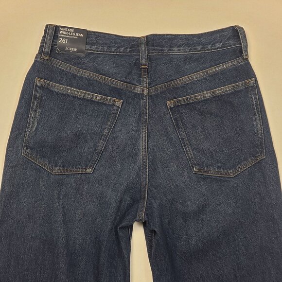 J.Crew Premium Edition Vintage Wide-Leg Jean Women 26T Drk Wash Denim Button Fly - Picture 7 of 12